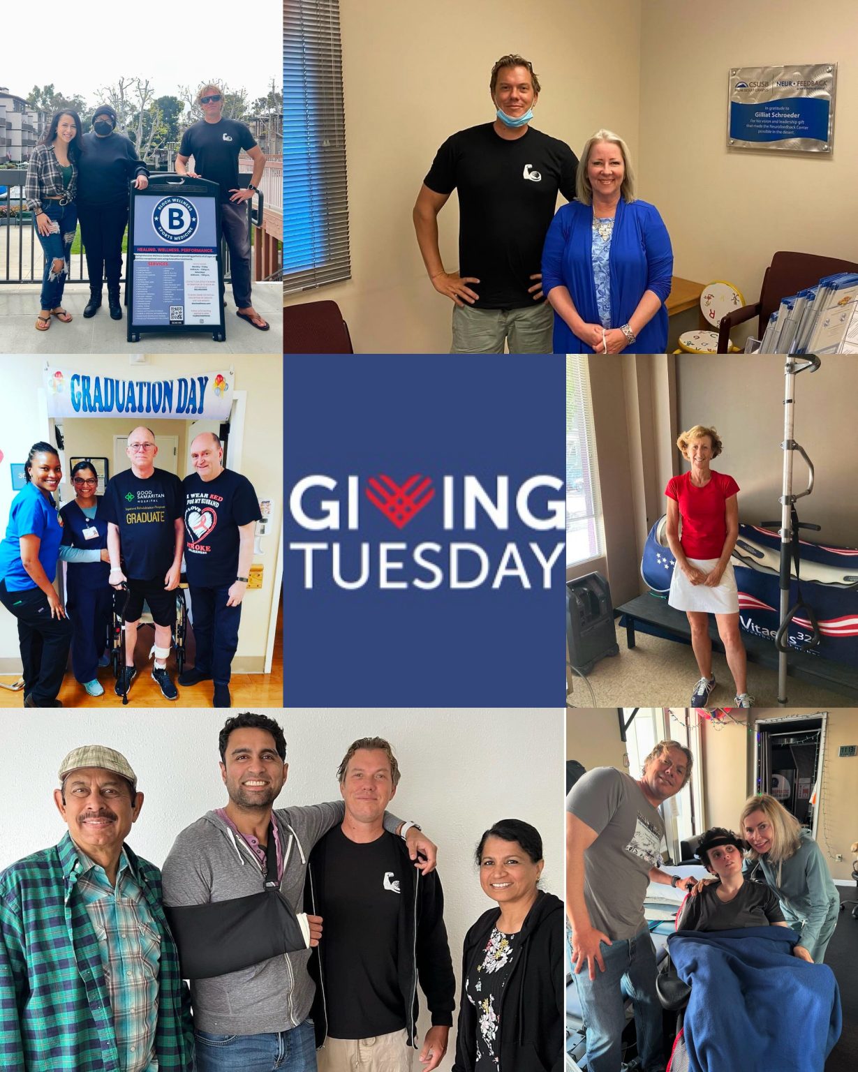 Giving Tuesday collage with community and patients