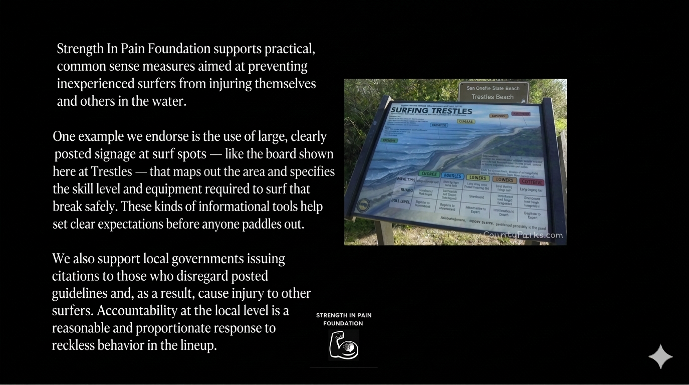 Surf safety signage at San Onofre State Beach
