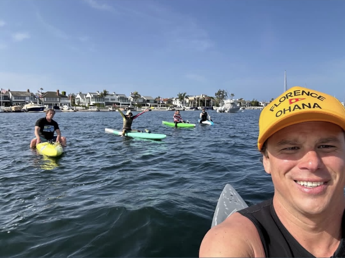Paddlers selfie in Newport Harbor at Pier 2 Bay Paddle Loop 2025